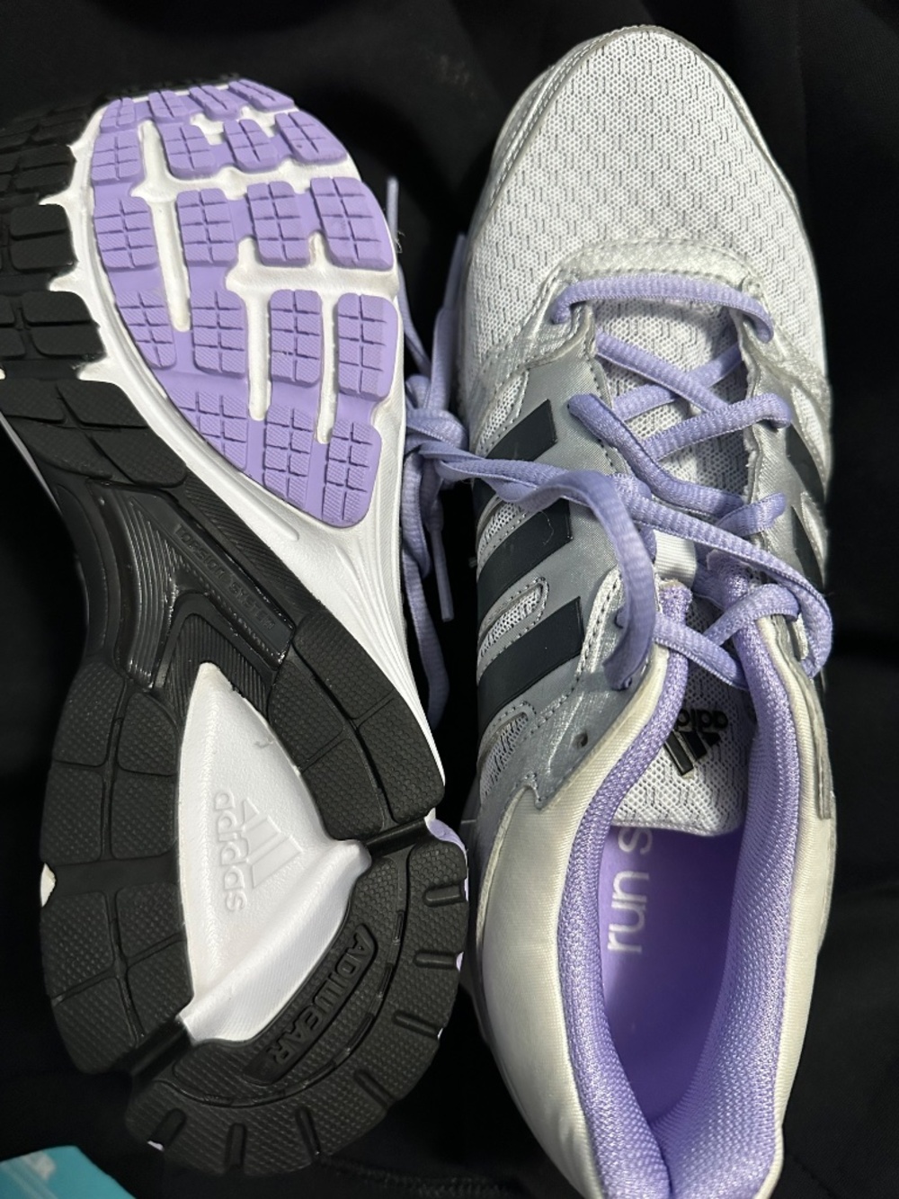 Adidas Women’s Running Shoes White Silver Purple Size 8.5 New